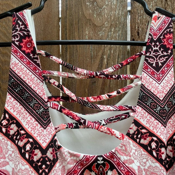 MAURICES Women’s Full Length Maxi Dress with Black Red Pink Print Size Small - Picture 4 of 4